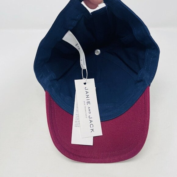 Janie and Jack Youth Boys Size 4-5 Years Bulldog Twill Hat Blue and Burgundy $26 - Picture 4 of 7